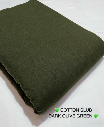 Olive green cotton slub fabric wholesale, breathable pure cotton with rich texture, trusted Fabtexs supply