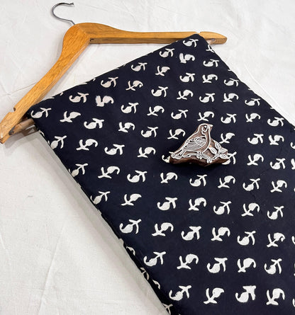 Black paisley butti Dabu handblock cotton fabric, pure cotton artisan-made wholesale textile