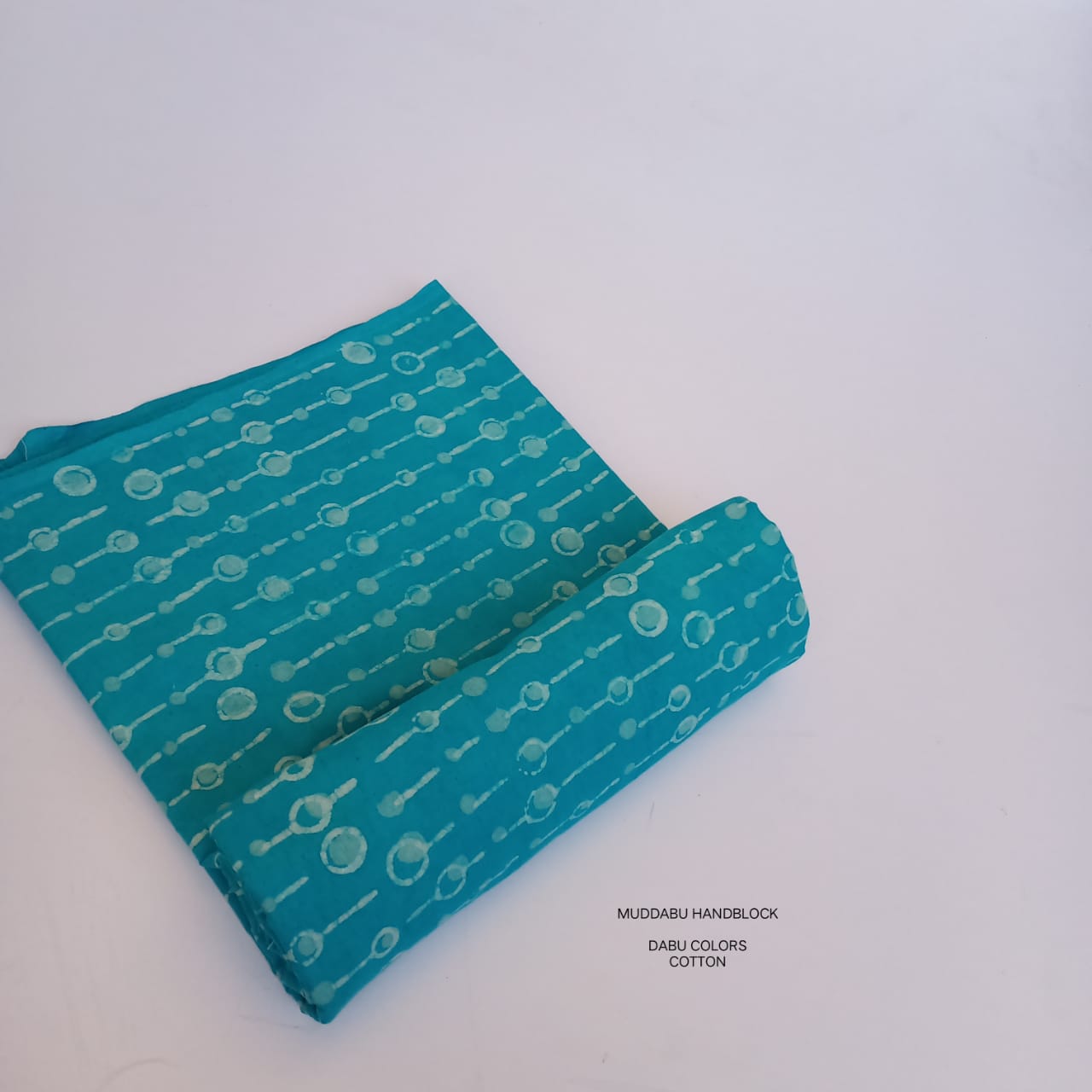 Blue geometrical jaal Dabu handblock printed cotton fabric natural dyed