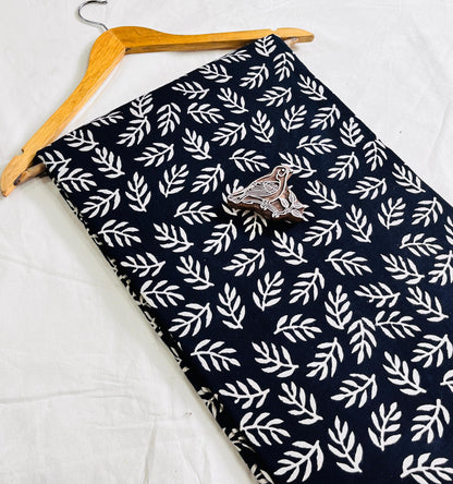 Blue leaf Dabu handblock cotton fabric, pure cotton mud resist handblock textile for wholesale