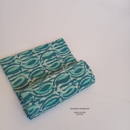 Blue paisley butta jaal Dabu handblock cotton fabric artisan crafted