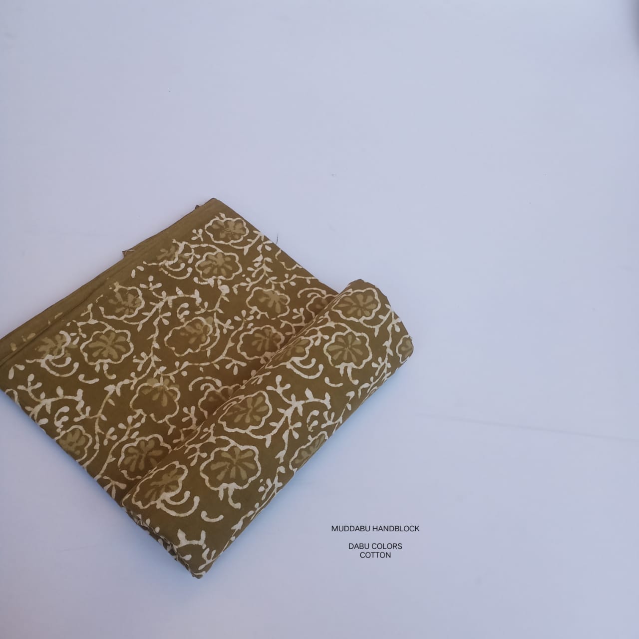 Brown floral jaal with butta Dabu handblock cotton fabric wholesale