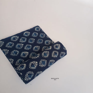 Indigo butta dabu handblock cotton fabric, pure cotton traditional motif crafted by Rajasthan artisans