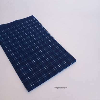 Indigo chex dots dabu handblock printed pure cotton fabric, geometric dotted artisan layout