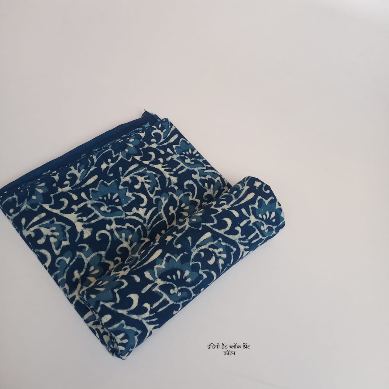 Indigo jaal floral dabu handblock cotton fabric, intricate floral network design for wholesale sourcing