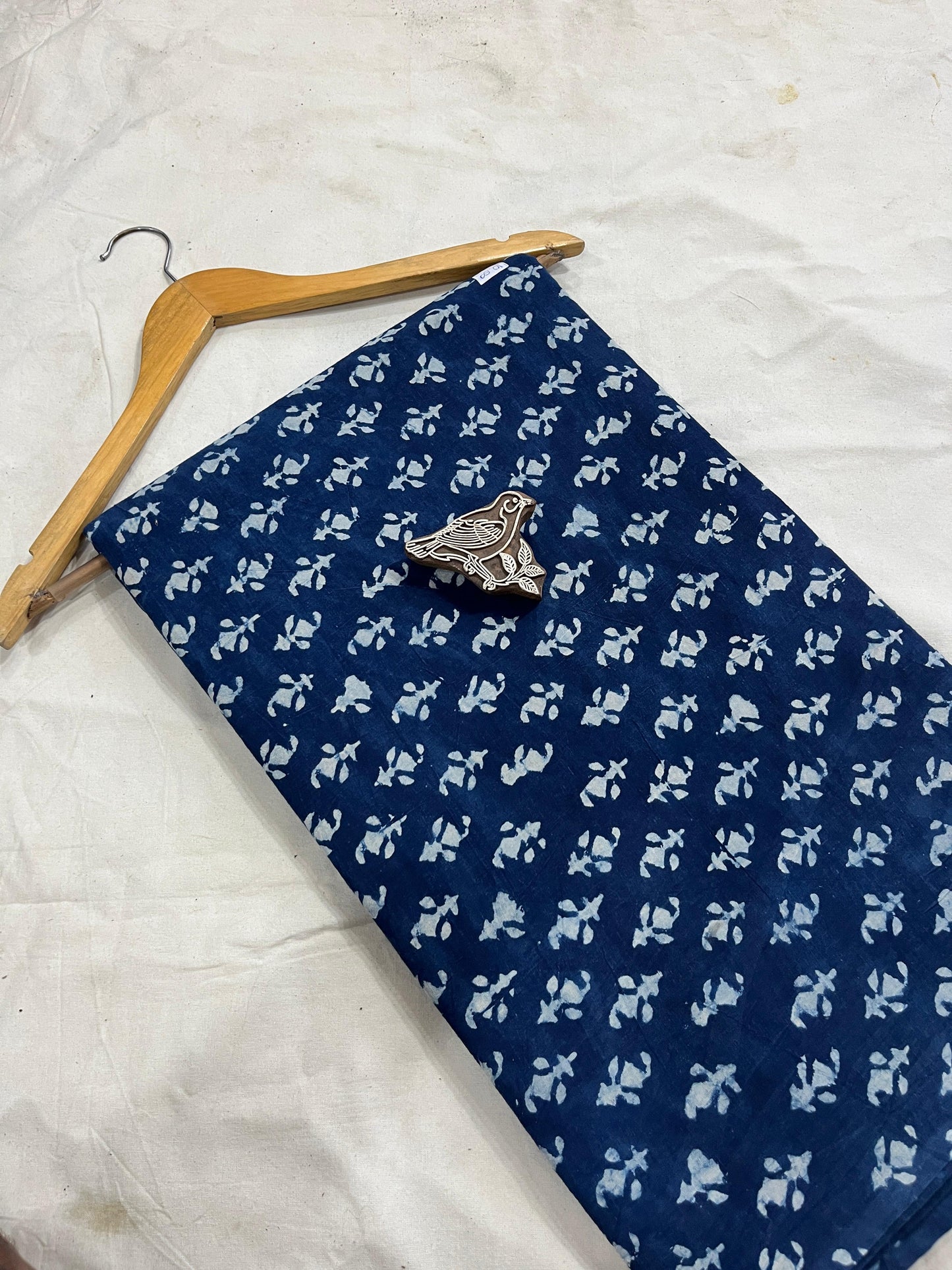 Indigo small butti Dabu handblock cotton fabric, handcrafted pure cotton mud resist textile