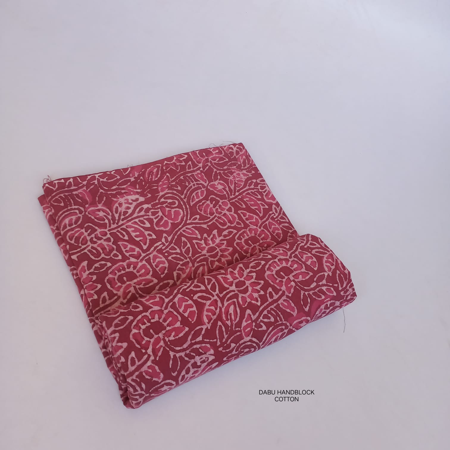 Maroon big floral jaal Dabu handblock printed pure cotton fabric, bold artisan mud resist textile