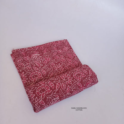 Maroon big floral jaal Dabu handblock printed pure cotton fabric, bold artisan mud resist textile