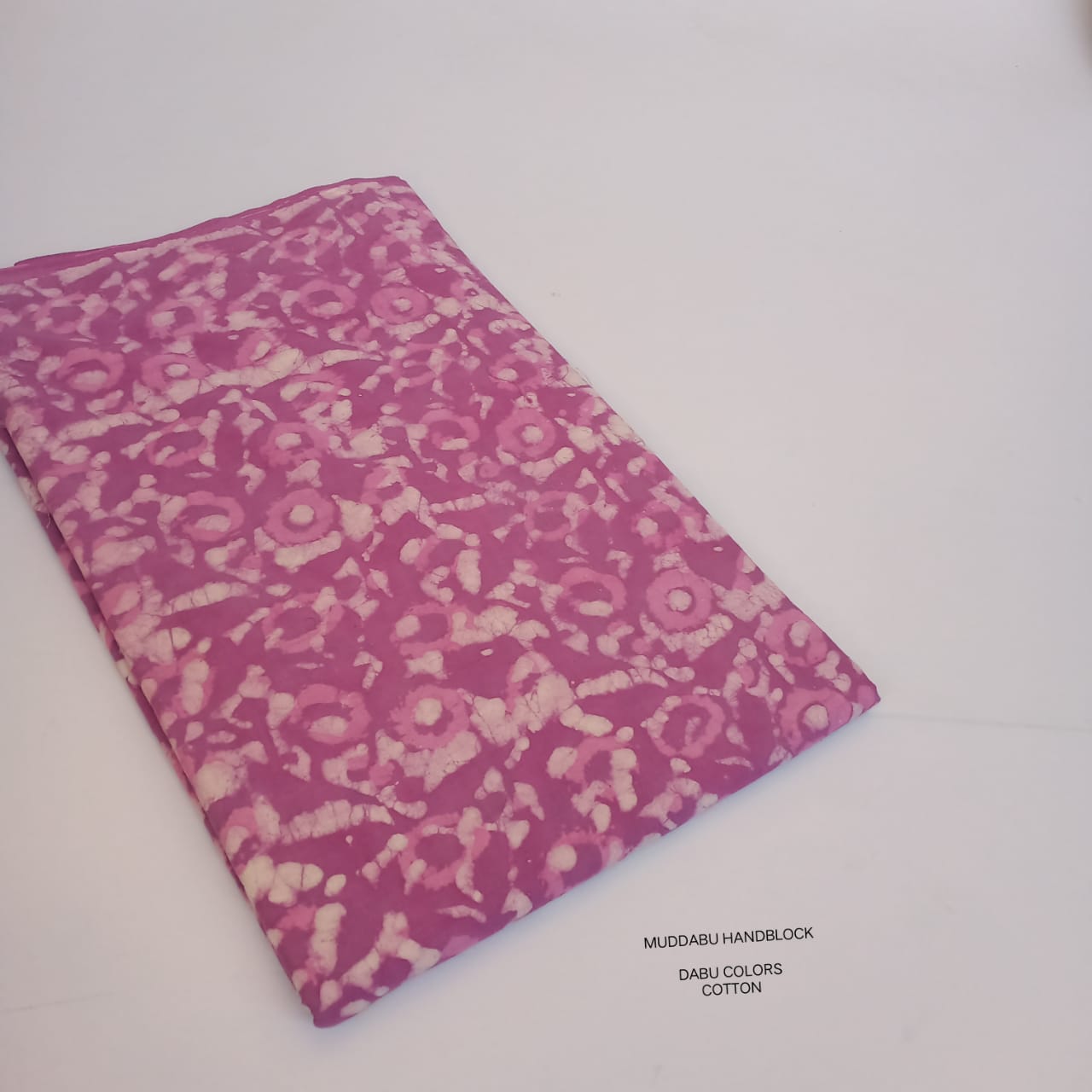 Pink floral jaal Dabu handblock cotton fabric traditional mud resist print
