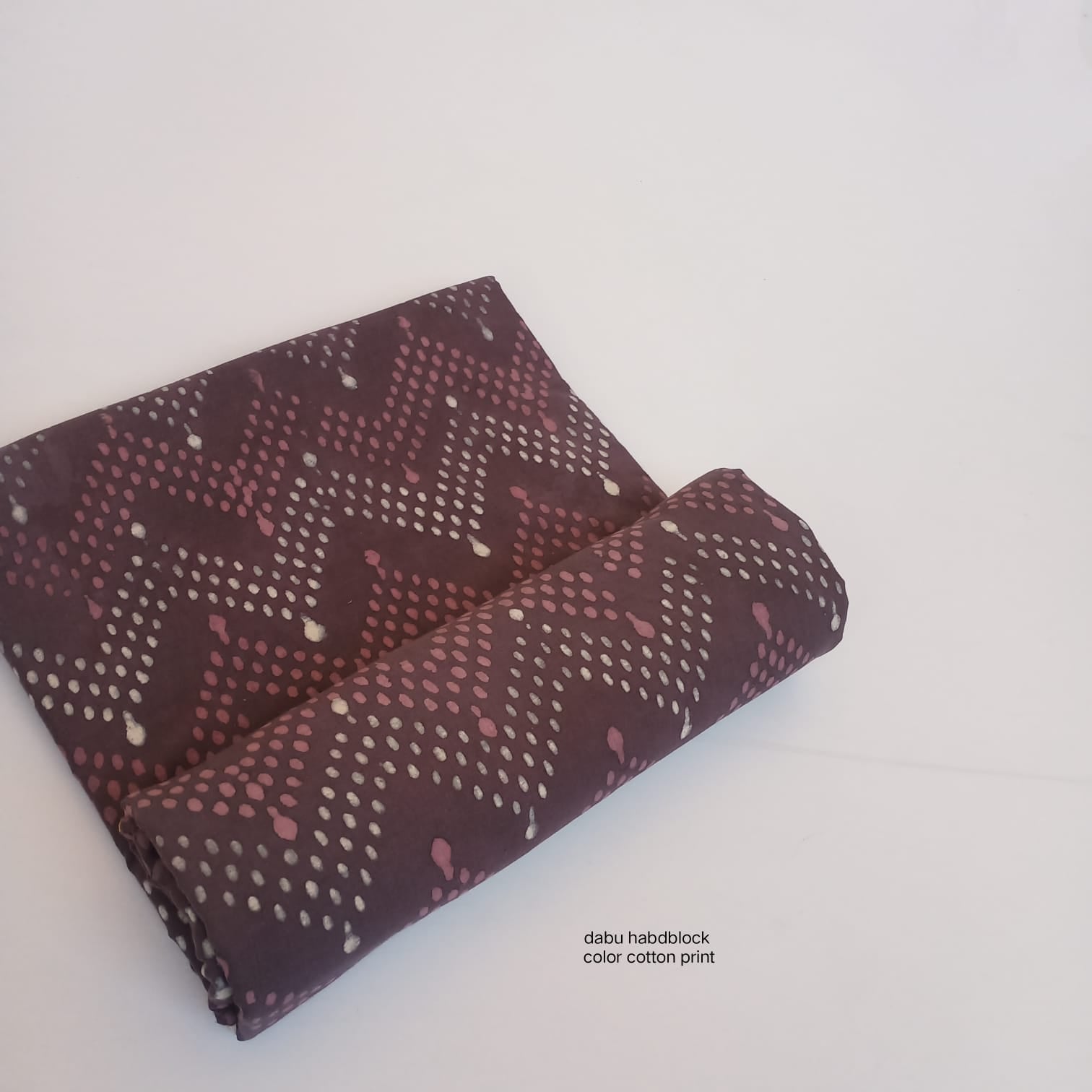 Violet geometrical jaal Dabu handblock printed cotton fabric traditional