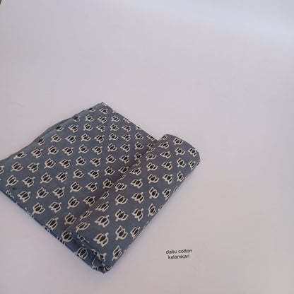 Grey lotus print Dabu handblock cotton fabric, artisan-made, wholesale for boutique owners and retailers