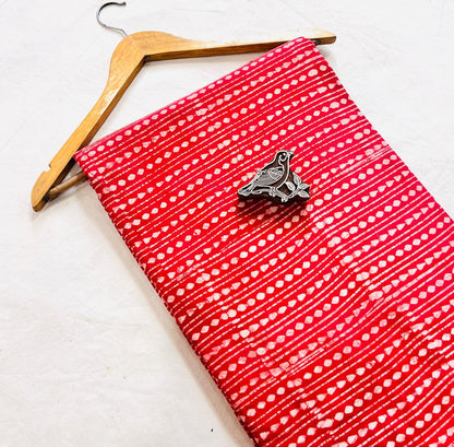 Red patterned pure cotton Dabu handblock printed fabric, handcrafted resist print for wholesale