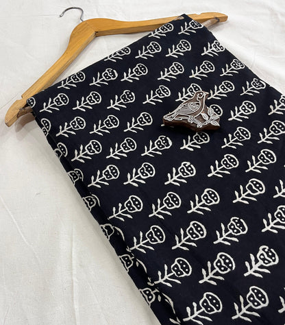 Wholesale Dabu Handblock Printed Cotton Fabric – Black Butti design, traditional handblock, high-quality fabric for B2B orders