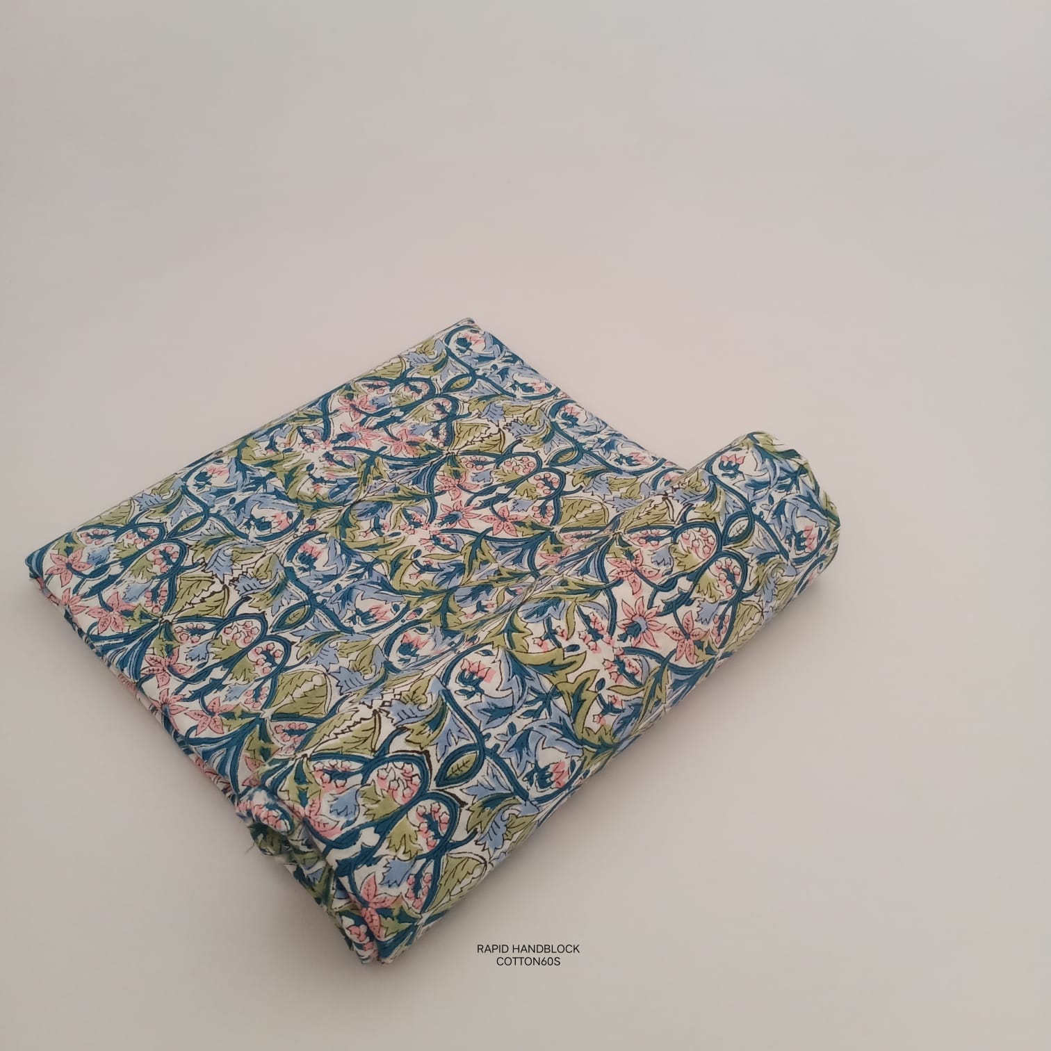 Blue floral jaal Jaipur Sanganeri handblock printed cotton fabric for wholesale Fabtexs