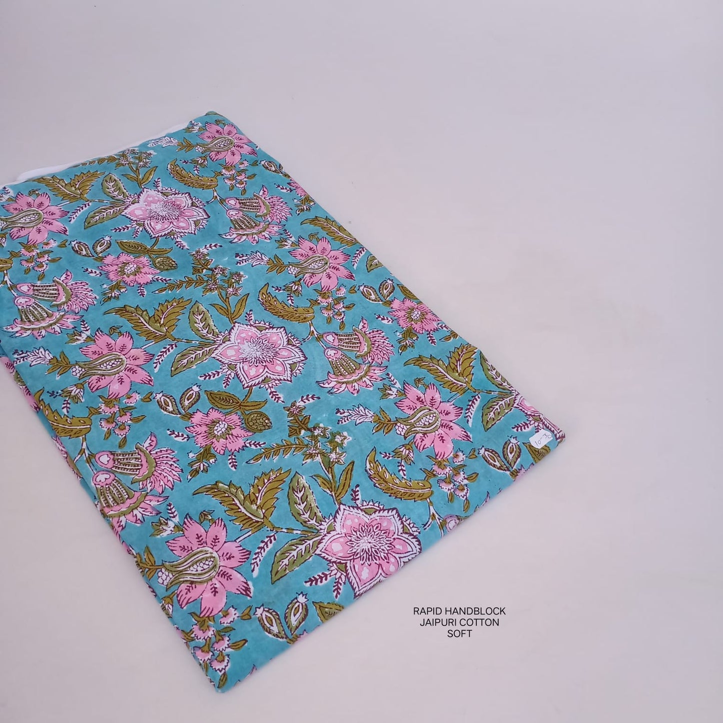 Sanganeri handblock printed cotton fabric – blue pink floral print | Jaipur Sanganeri fabric wholesale supplier