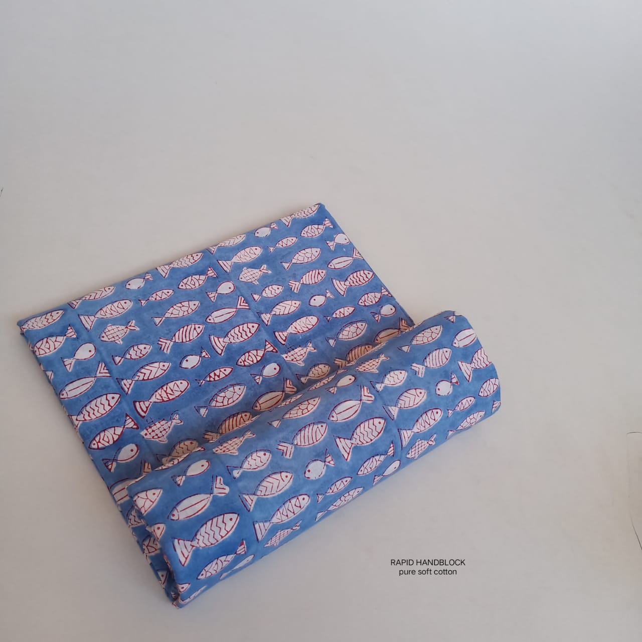 Blue pink kids fish design Jaipur Sanganeri handblock printed cotton fabric wholesale Fabtexs