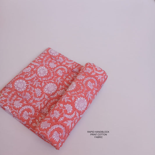 Jaipur Sanganeri handblock printed cotton fabric wholesale in tomato red jaal pattern