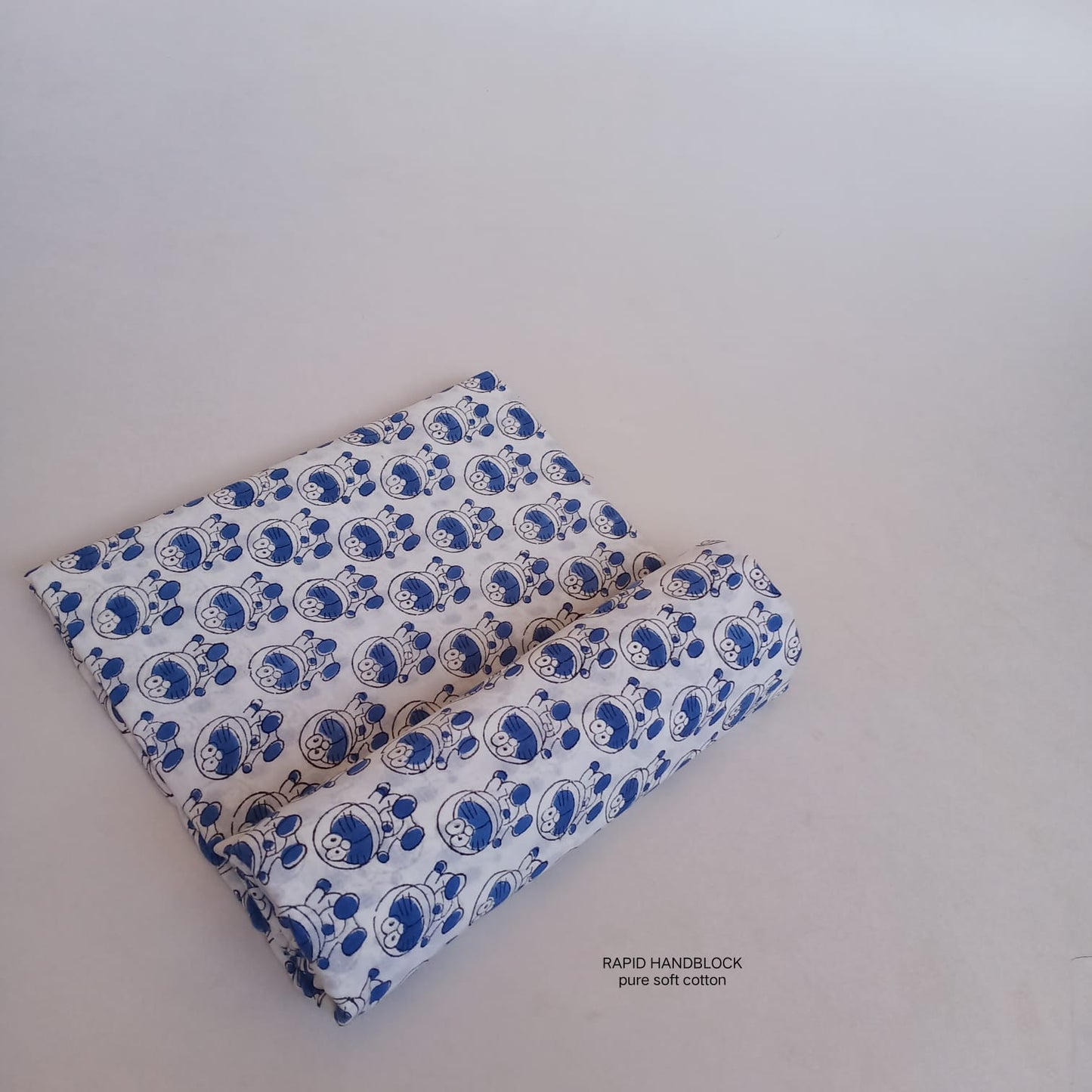 White blue kids jaal pure cotton Jaipur Sanganeri handblock printed fabric wholesale by Fabtexs