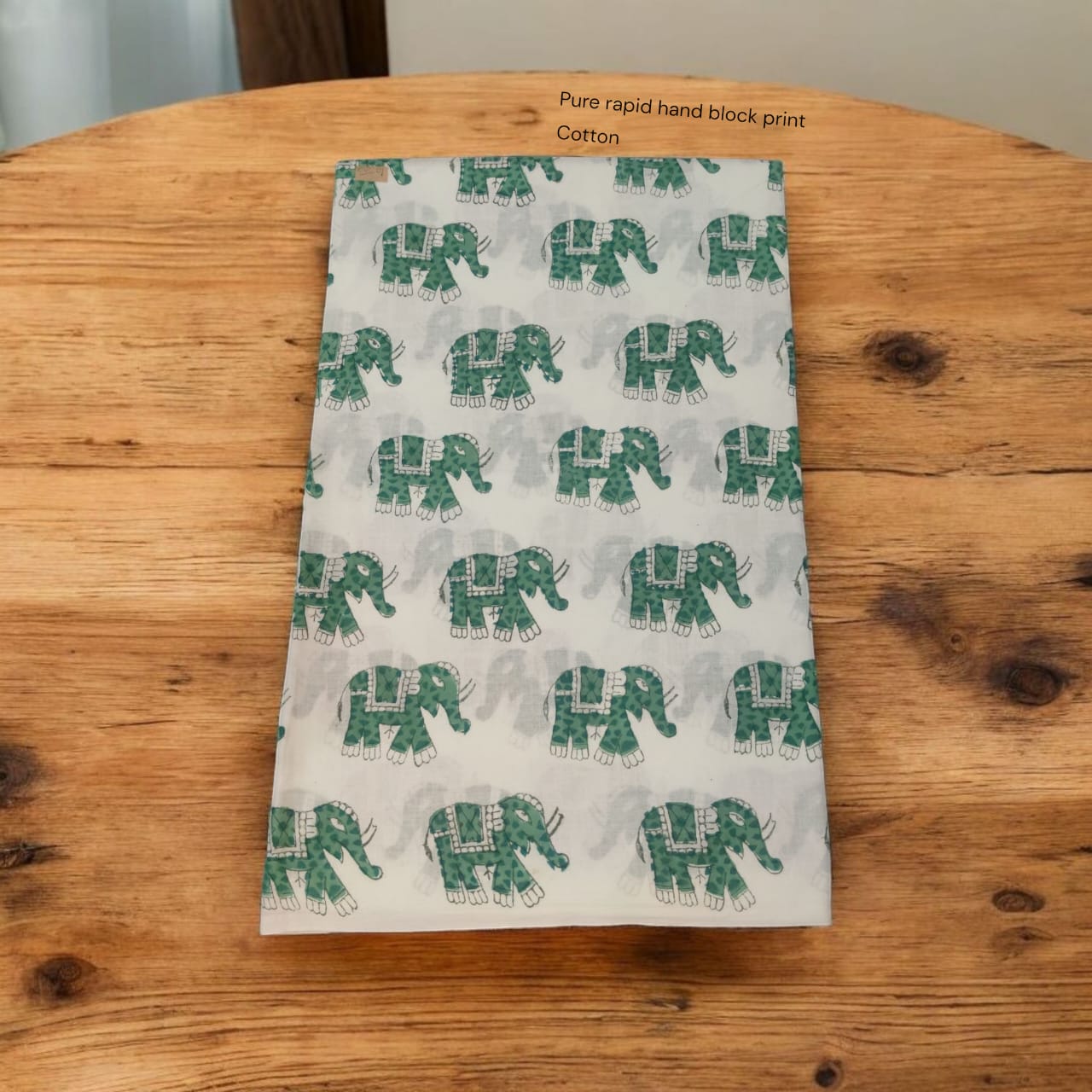 White green elephant animal butta pure cotton Jaipur Sanganeri handblock fabric wholesale Fabtexs