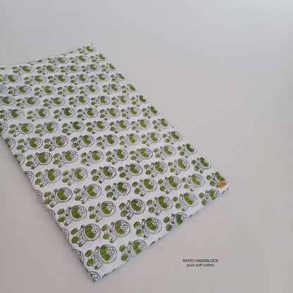 White green kids design Jaipur Sanganeri handblock printed cotton fabric wholesale Fabtexs
