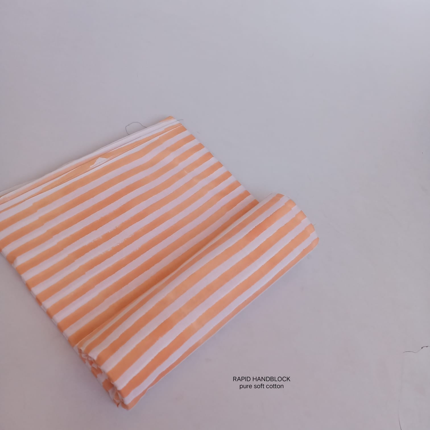 White peach stripes Jaipur Sanganeri handblock printed cotton fabric wholesale Fabtexs