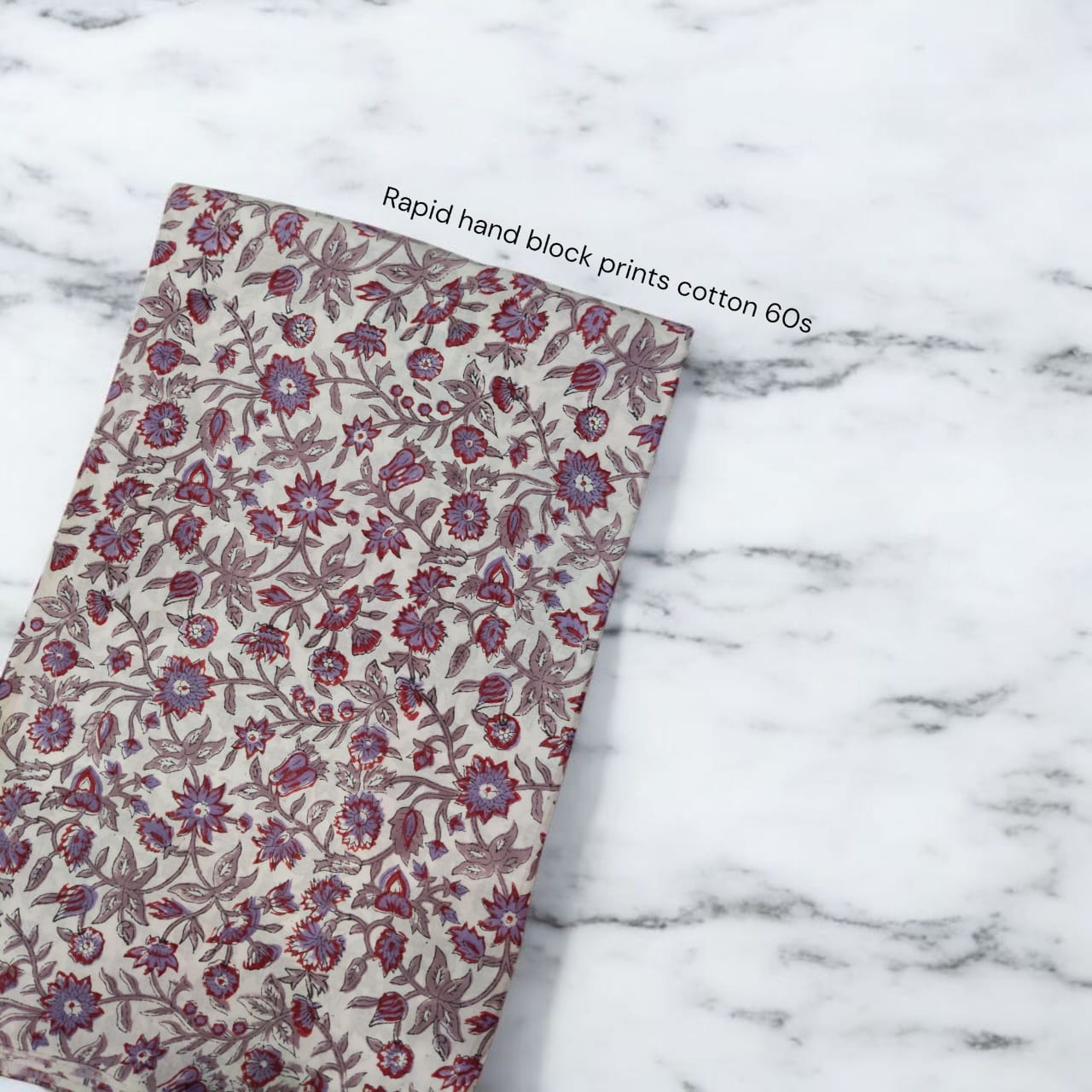 White purple floral jaal Jaipur Sanganeri handblock cotton fabric wholesale Fabtexs