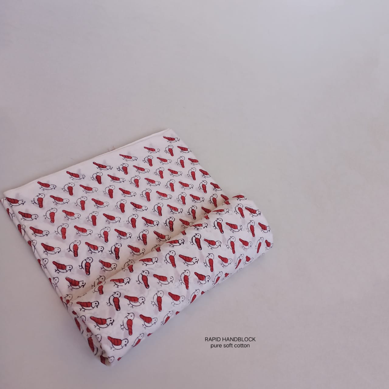 White red bird kids print Jaipur Sanganeri handblock cotton fabric wholesale Fabtexs