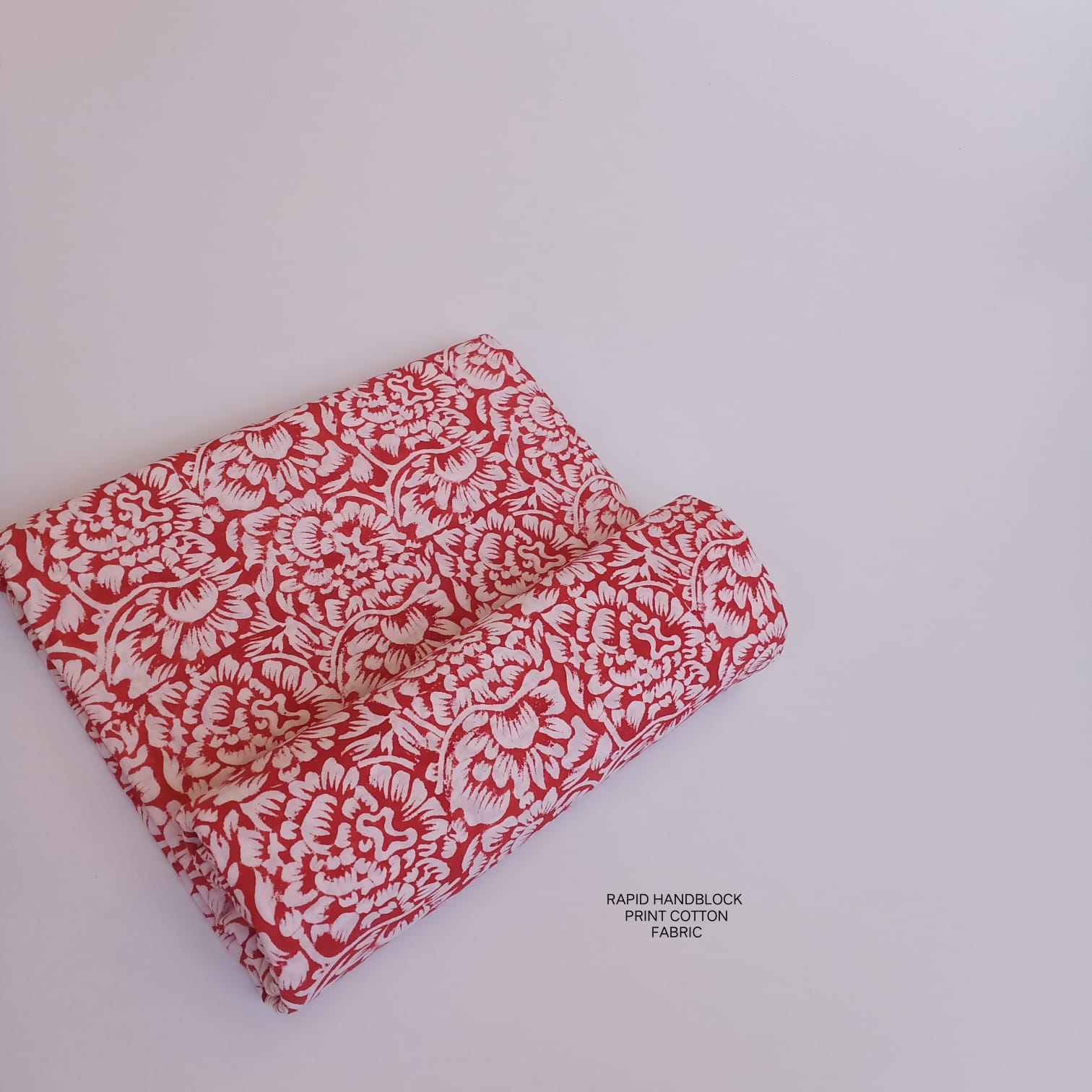 Jaipur Sanganeri handblock printed cotton fabric wholesale in white red floral print