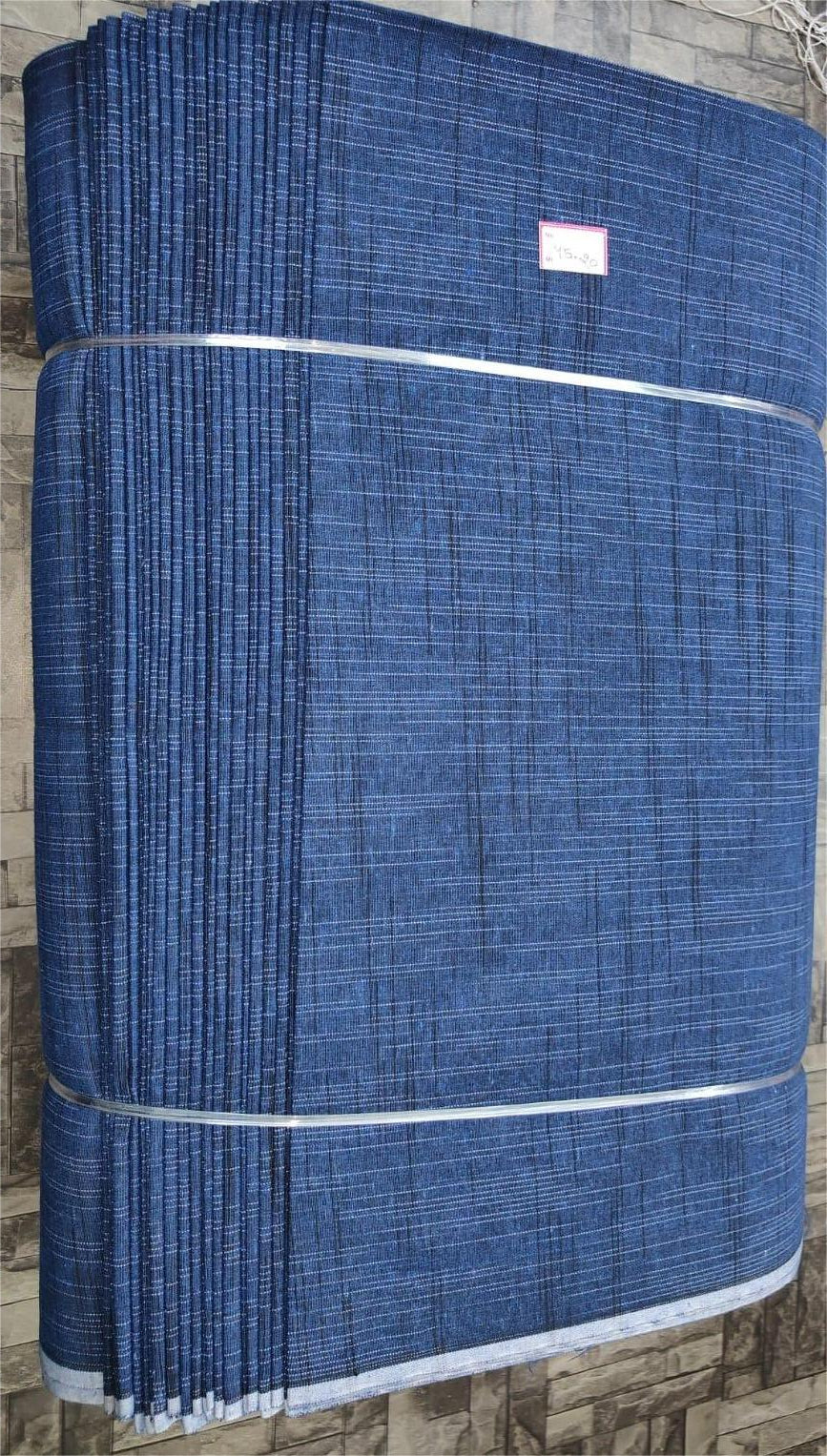 Black and blue slub khadi cotton fabric, machine-woven for boutique orders and bulk textile buyers
