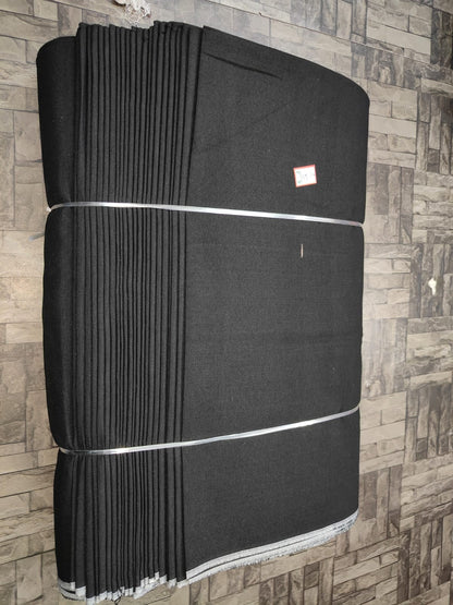 Black plain khadi cotton textile, machine-woven for wholesale fashion and uniform supply