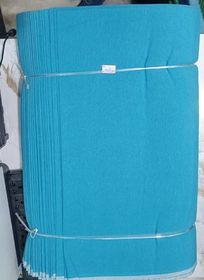 Blue plain khadi fabric in pure cotton, machine-woven for bulk orders at Fabtexs