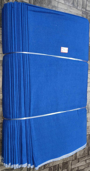 Electric blue plain khadi fabric, pure cotton machine-woven for boutique and export buyers