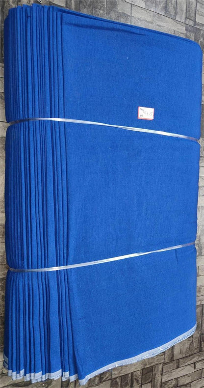 Electric blue plain khadi fabric, pure cotton machine-woven for boutique and export buyers