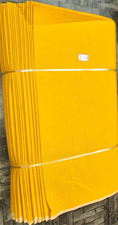 Lemon yellow khadi cotton textile, machine-woven for wholesale fabric supply