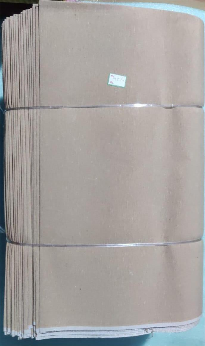 Light beige plain khadi fabric in pure cotton, machine-woven for wholesale sourcing