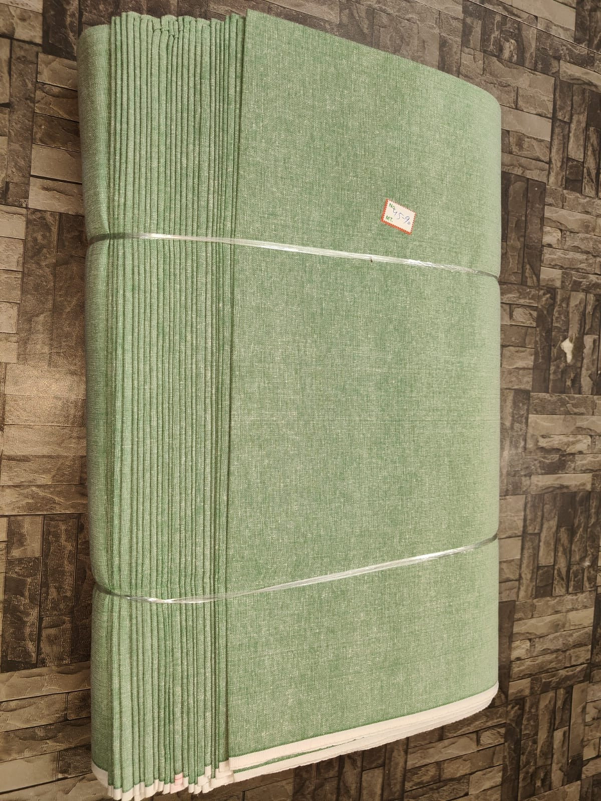Light green plain khadi cotton textile, machine-woven for boutique and retail buyers