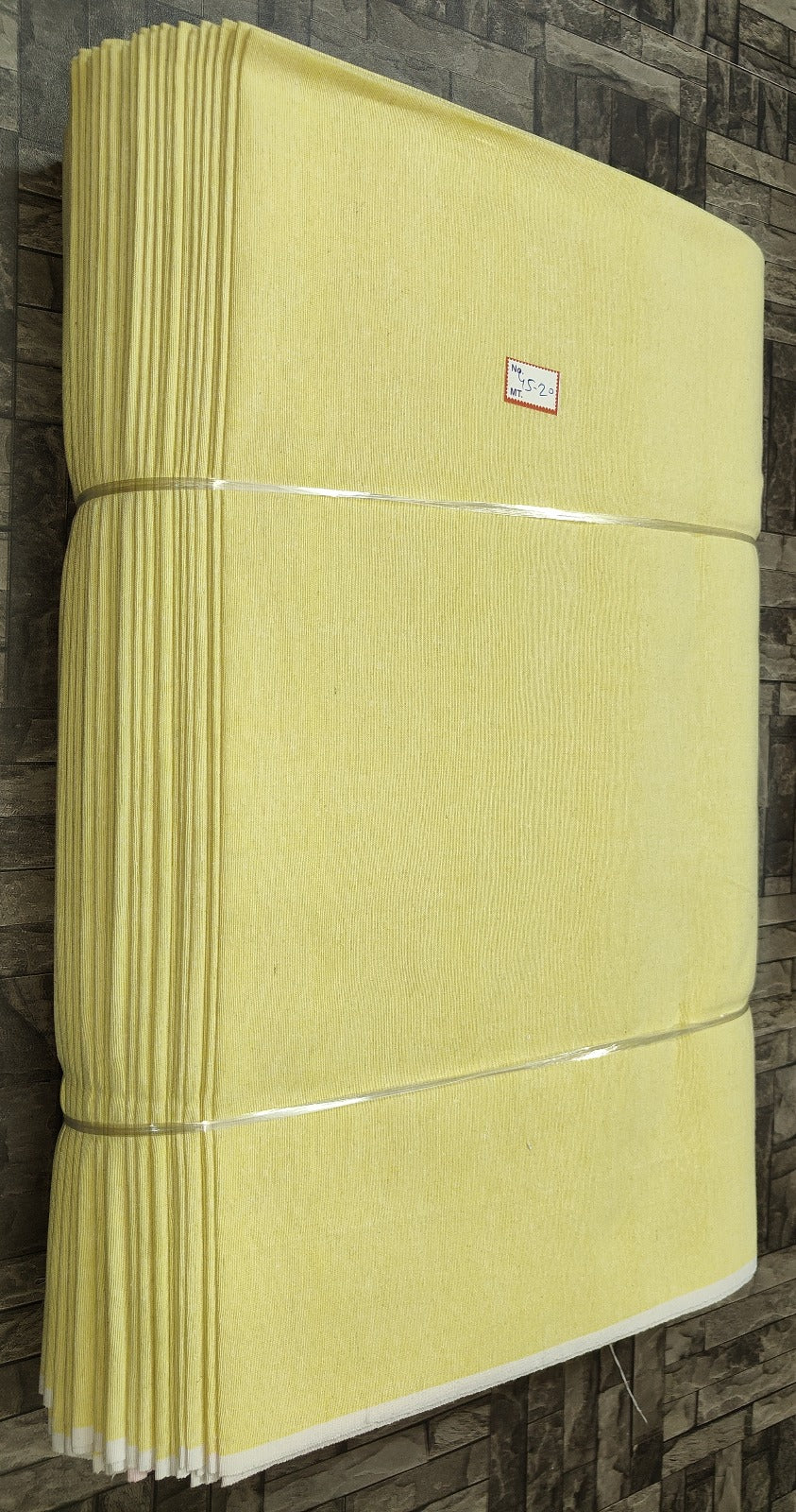 Light lemon yellow khadi fabric, pure cotton machine-woven for B2B textile sourcing