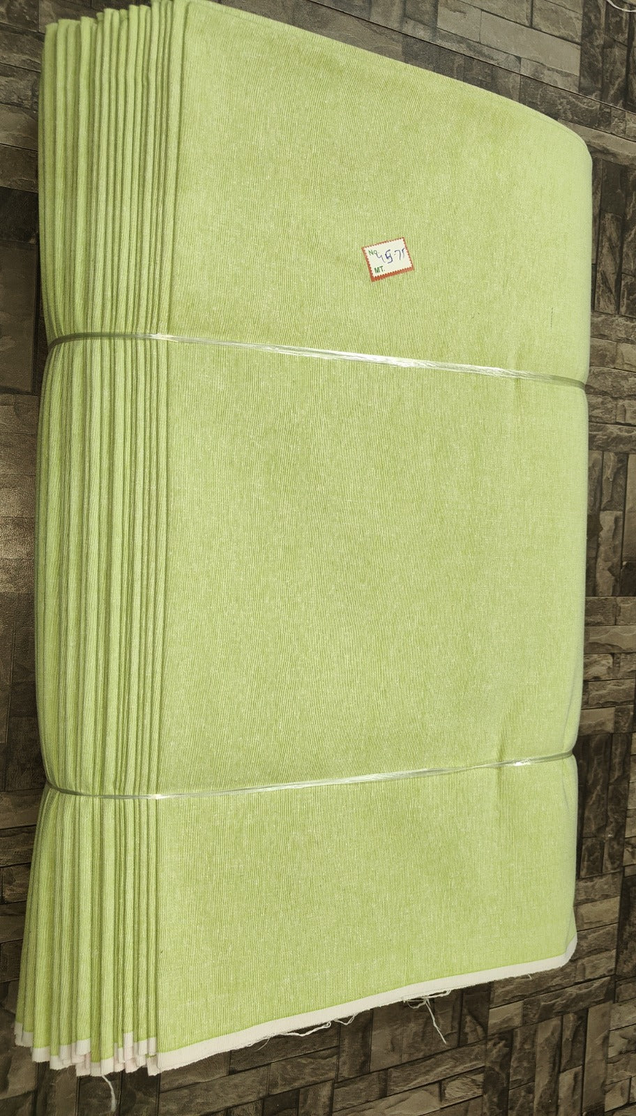 Lime green plain khadi fabric, pure cotton machine-woven for B2B textile sourcing