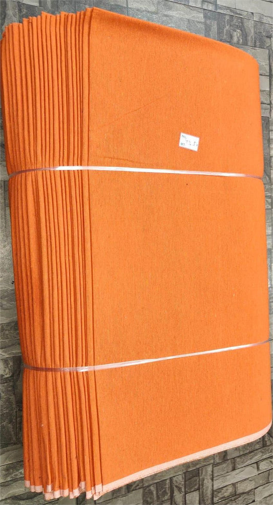 Mango yellow plain khadi cotton fabric, machine-woven for wholesale sourcing at Fabtexs