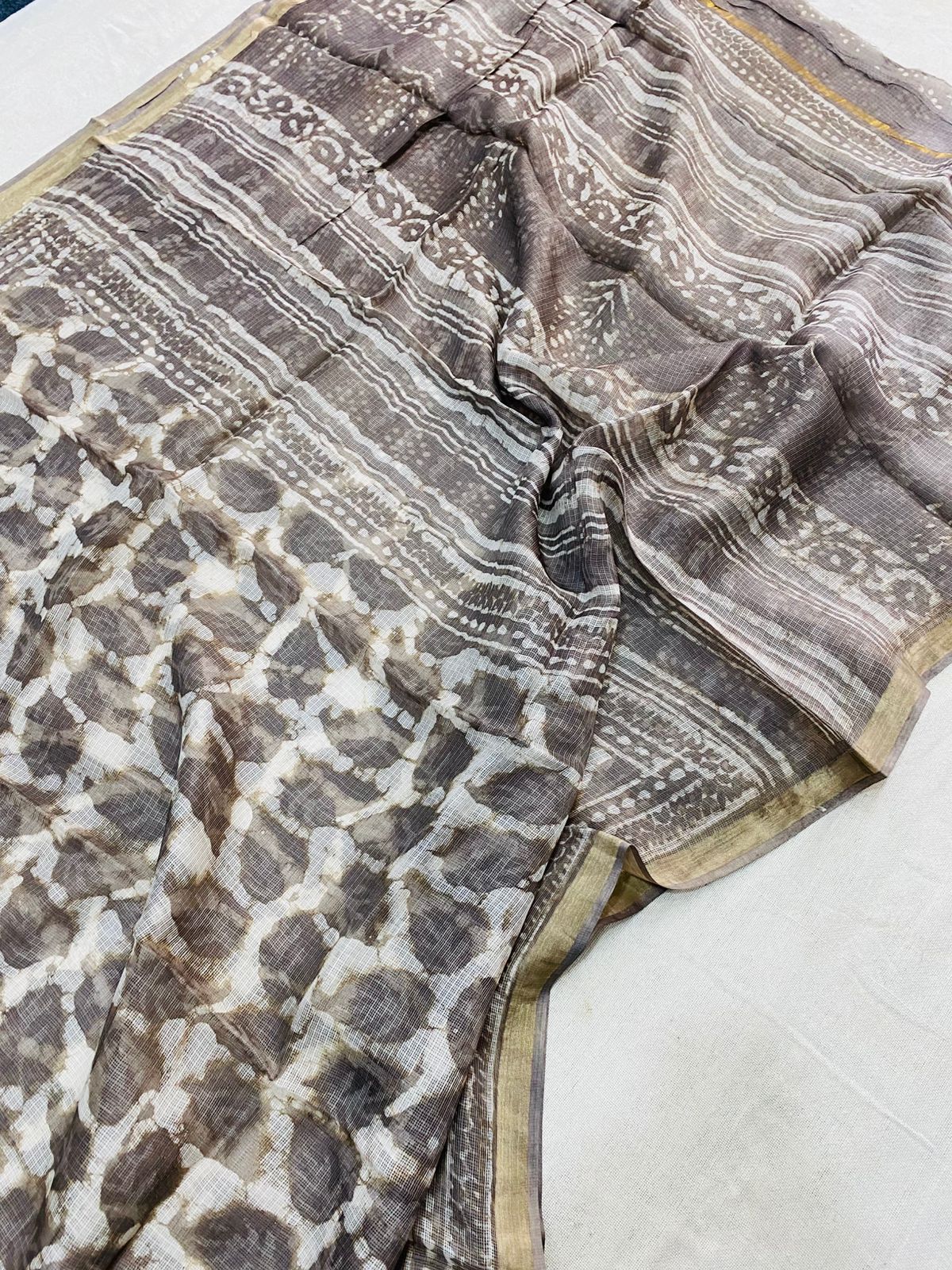 Kota Doria Silk Saree Wholesale in Kashish Design, Hand Block Printed, Fabtexs