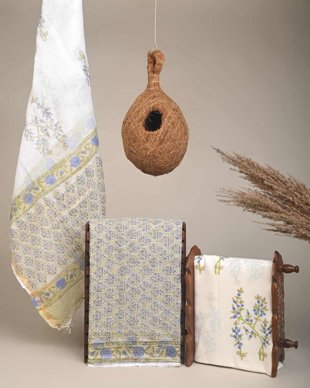 Wholesale Kota Doria Yellow Booti Dress Material – Lightweight handblock printed fabric for designers, boutiques & bulk orders