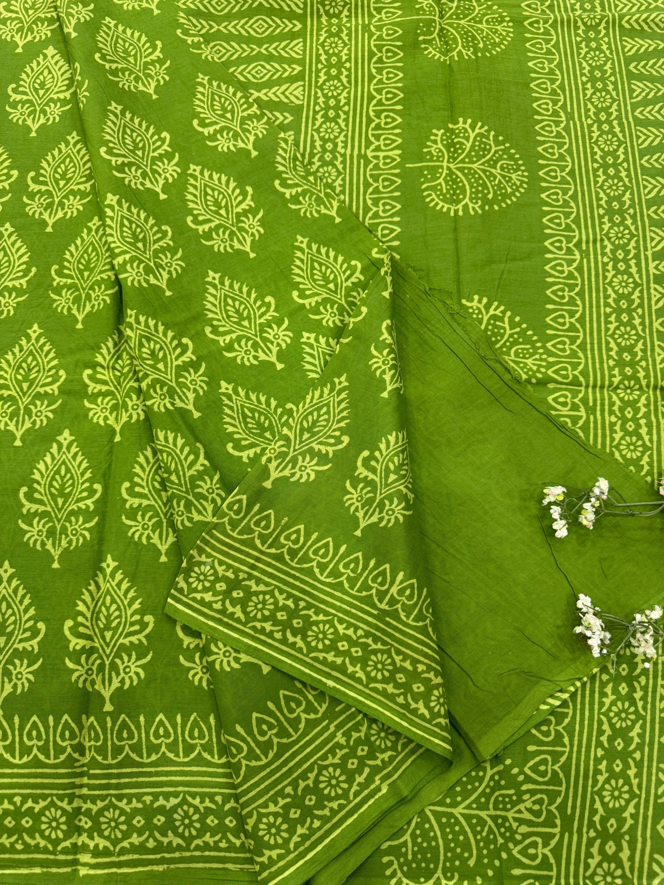Lime Green Boota Cotton Saree – Handcrafted Designer Wholesale Saree for Boutiques