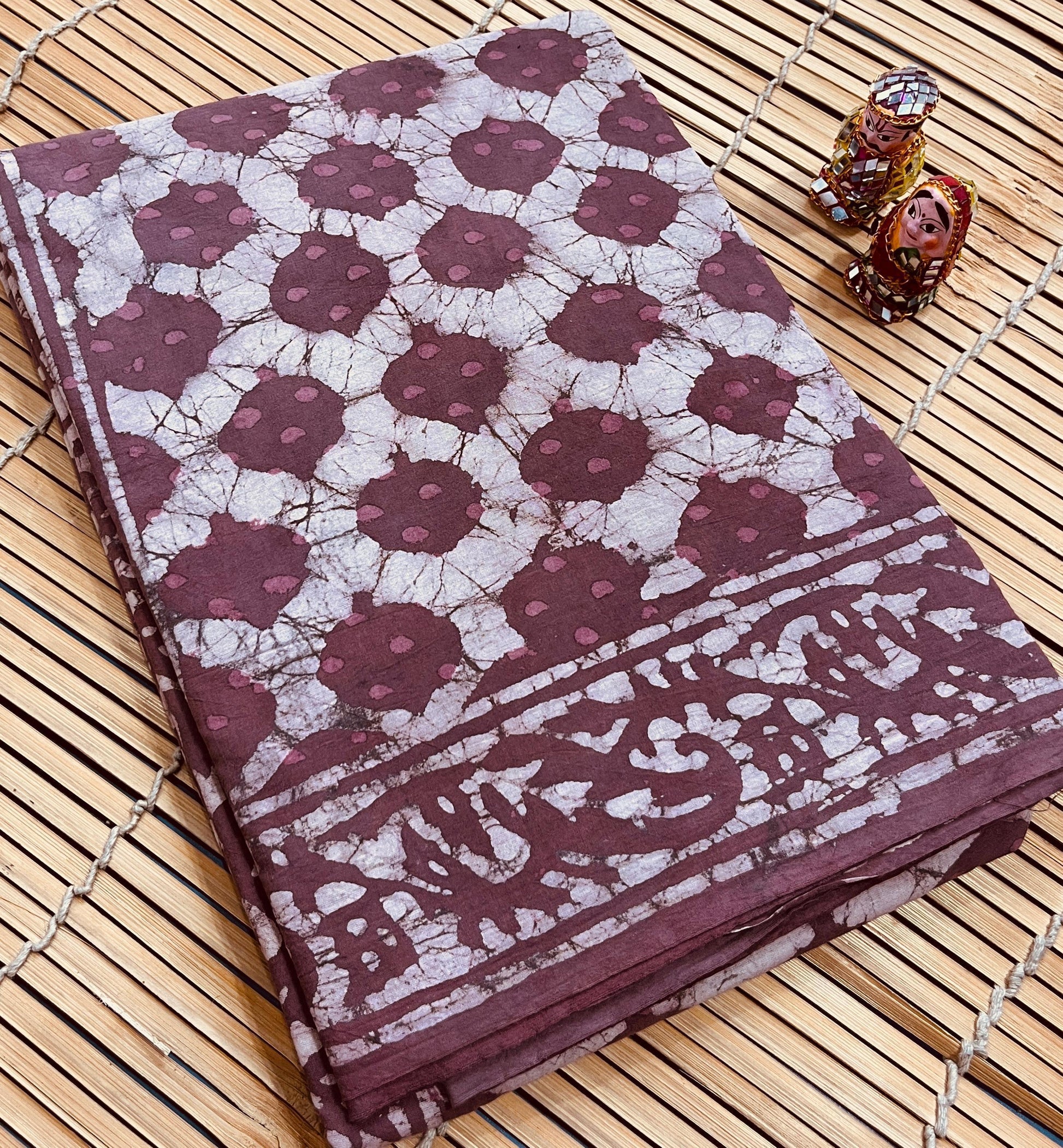 Magenta Batik Cotton Mul Handblock Saree – Handcrafted designer wholesale saree for boutiques and retailers