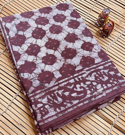 Magenta Batik Cotton Mul Handblock Saree – Handcrafted designer wholesale saree for boutiques and retailers