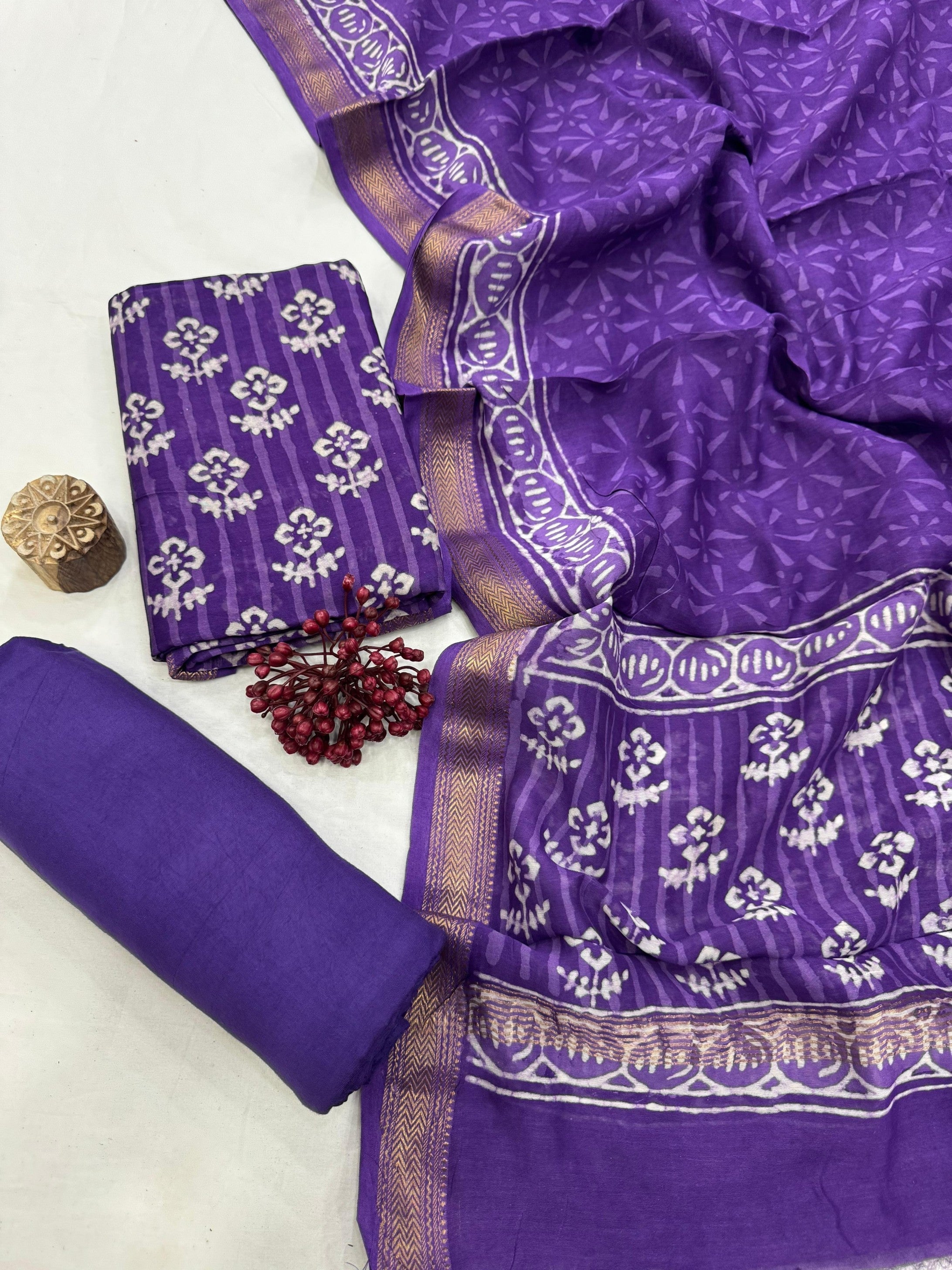 Wholesale Maheshwari Silk Purple Booti Dress Material – Artisan handwoven silk for boutique and designer collections