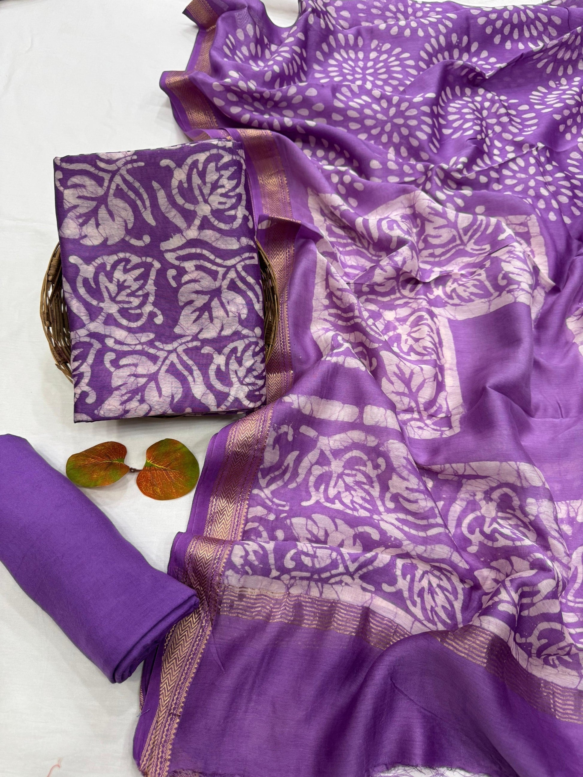 Wholesale Maheshwari Silk Purple Jaal Dress Material – Handwoven and artisan-crafted for designers, boutiques, and bulk orders