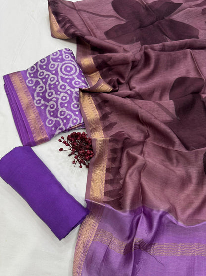 Traditional Maheshwari Silk Purple Jaal Dress Material for designers & wholesalers – Fabtexs