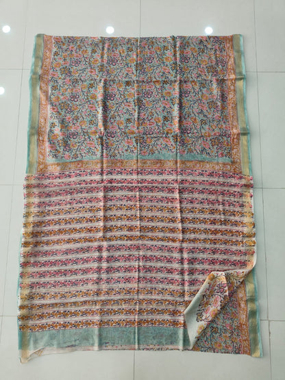 Maheshwari silk saree wholesale, hand block printed purple batik design, pure silk saree by Fabtexs