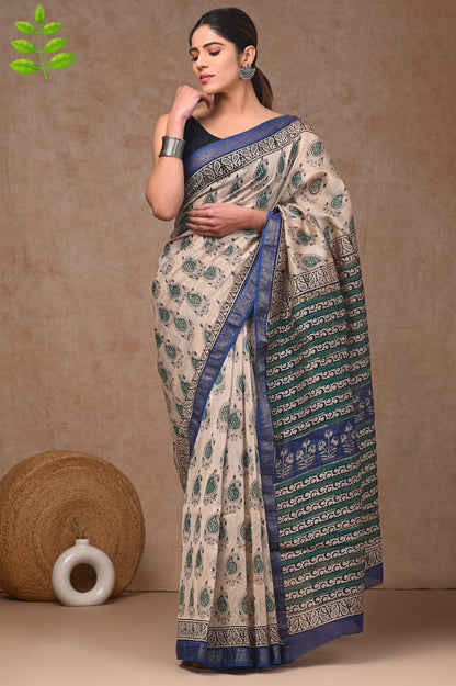 Maheshwari silk saree wholesale, hand block printed red yellow paisley, pure silk saree by Fabtexs