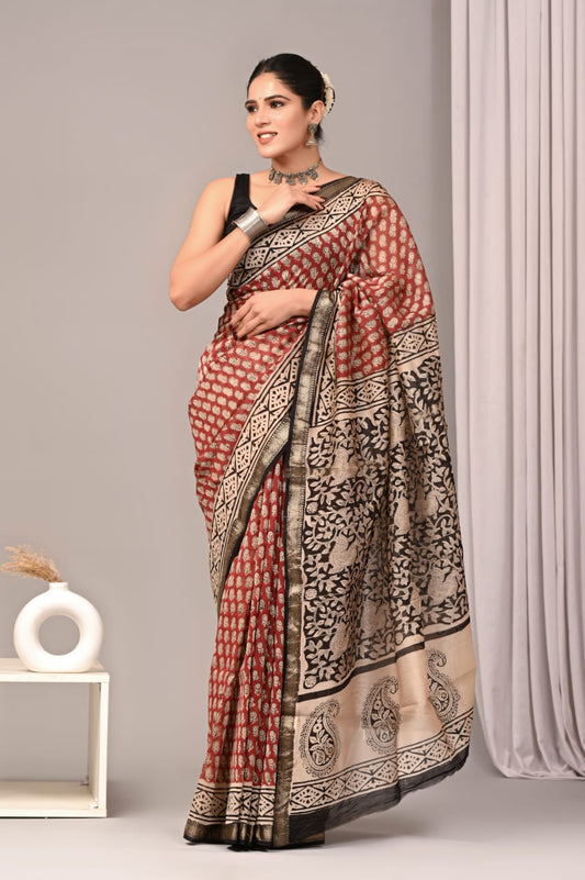 Maheshwari silk saree wholesale, hand block printed yellow leheriya, pure silk saree by Fabtexs